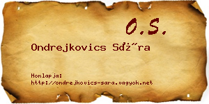 Ondrejkovics Sára névjegykártya